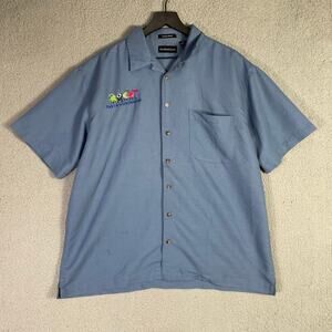 Epcot Food & Wine Festival Shirt Large Cabana Breeze UltraClub‎ Blue Button Up